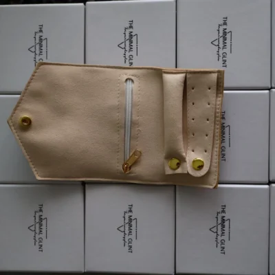 Mini travel jewellery roll pouch